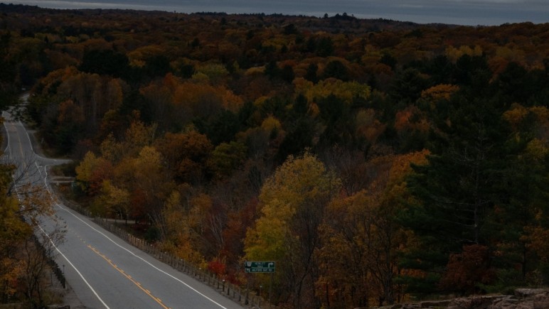Car on a highway in autumn 