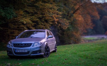 AN OPEL VECTRA PARKED NEAR AUTUMNAL TREES IN A PARK