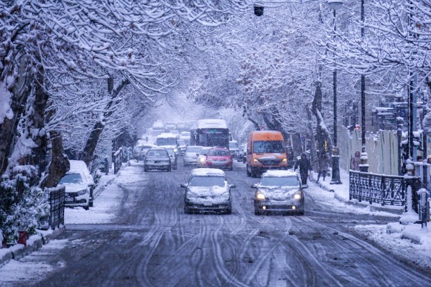 CARS ON A ROAD IN WINTER