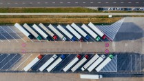 AERIAL PHOTOGRAPHY OF TRUCKS PARKED