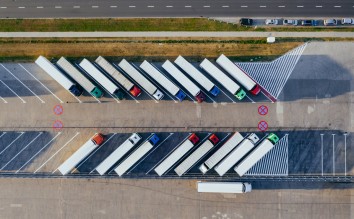 AERIAL PHOTOGRAPHY OF TRUCKS PARKED