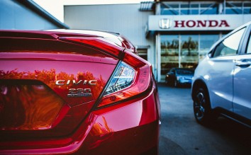 red Honda car 