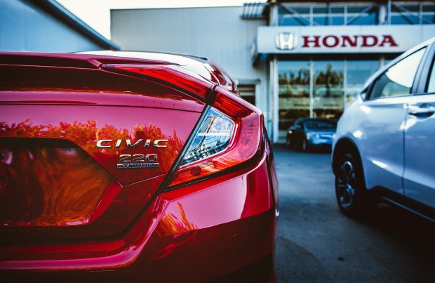 red Honda car 