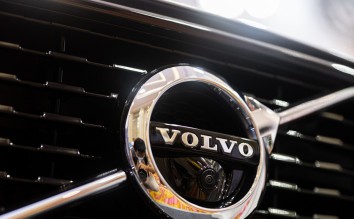 VOLVO EMBLEM IN FRONT OF A CAR GRILL